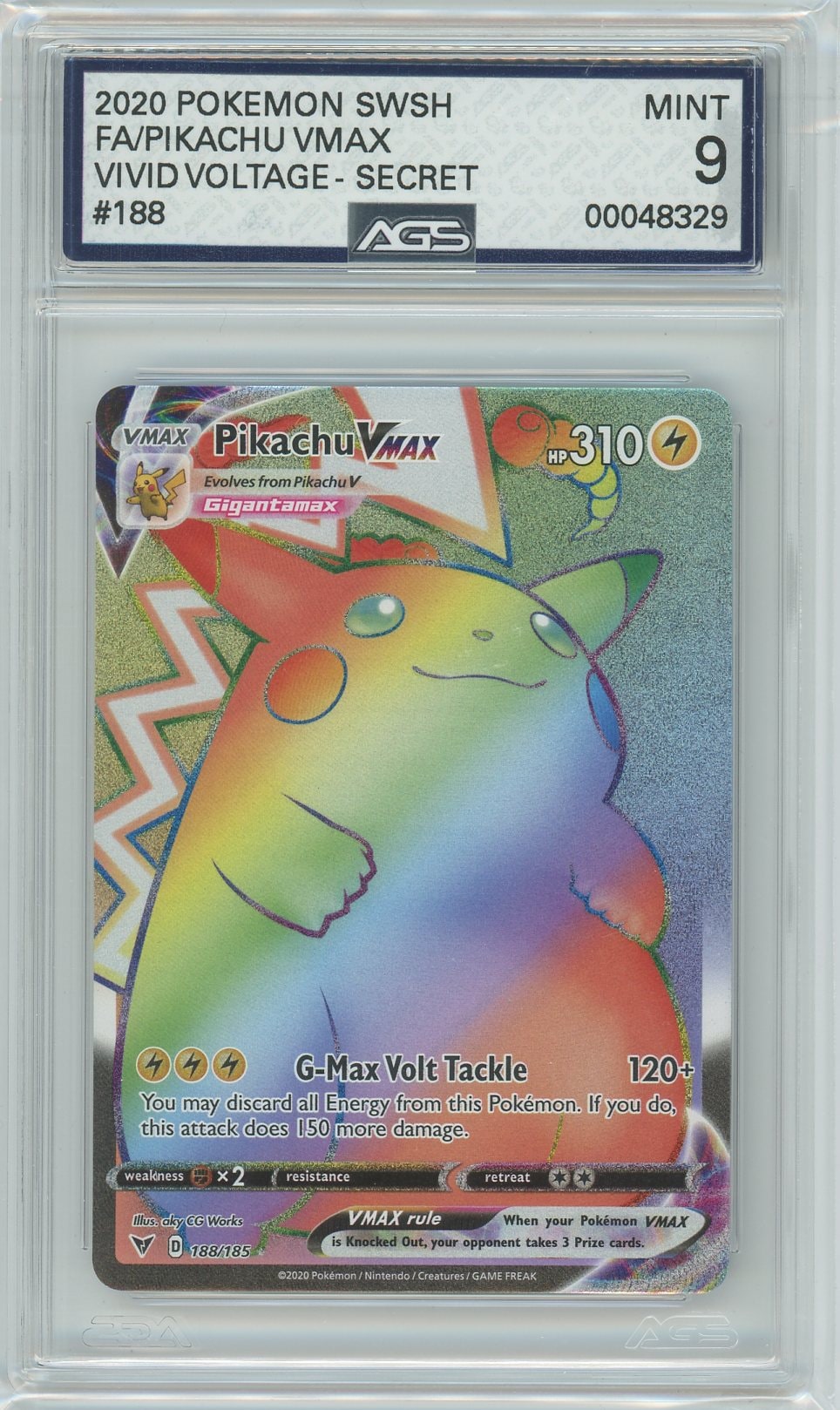 AGS (MINT 9) Pikachu VMAX #188 - Vivid Voltage (#00048329)