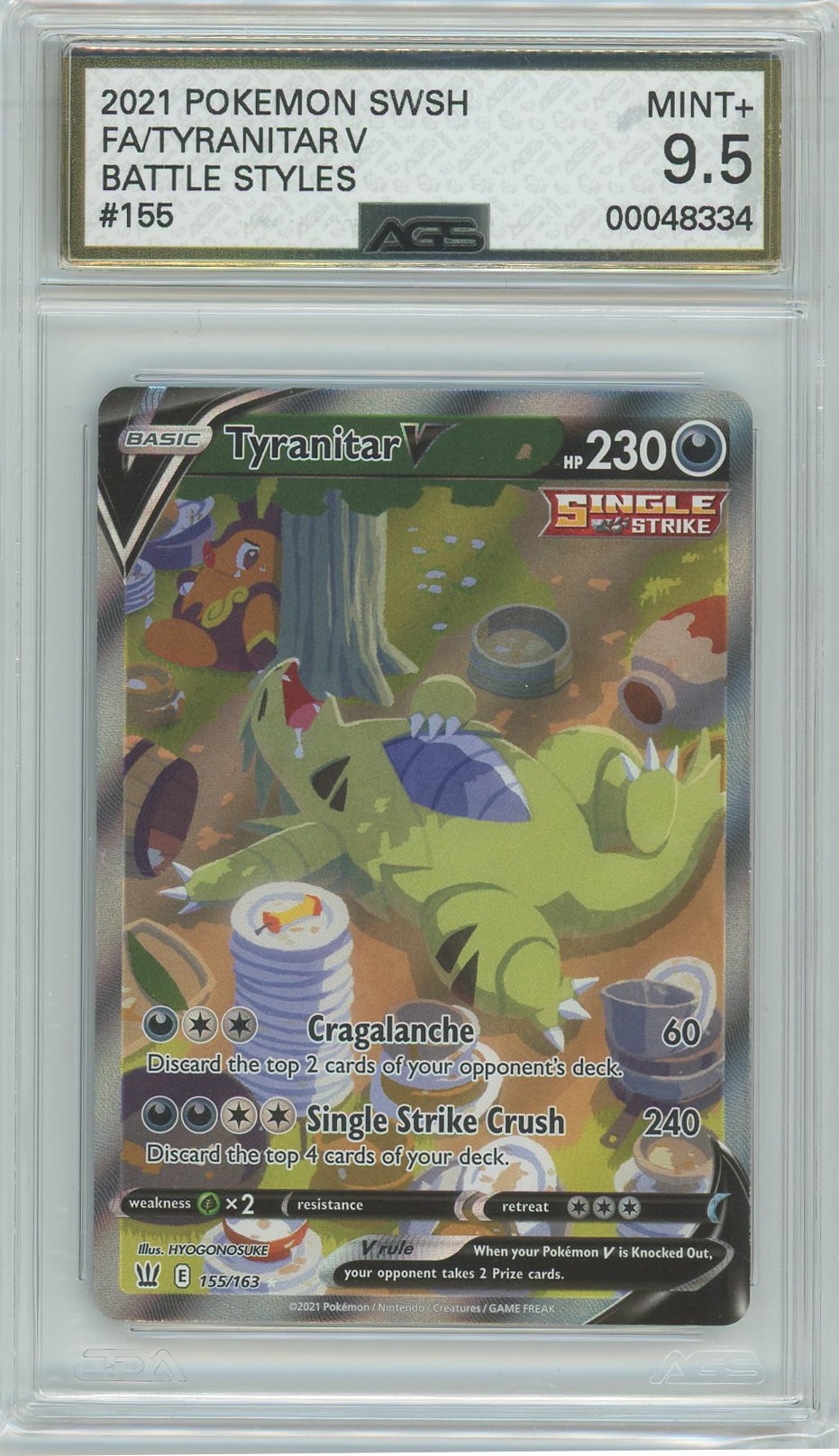AGS (MINT+ 9.5) Tyranitar V #155 - Battle Styles (#00048334)