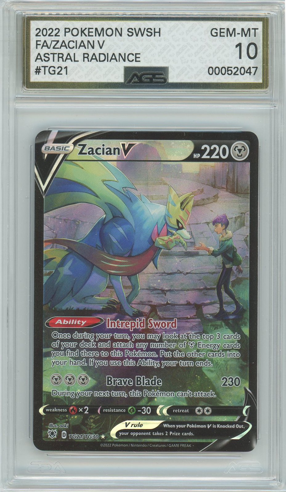 AGS (GEM-MT 10) Zacian V #TG21 Alt. Art - Astral Radiance (#00052047)