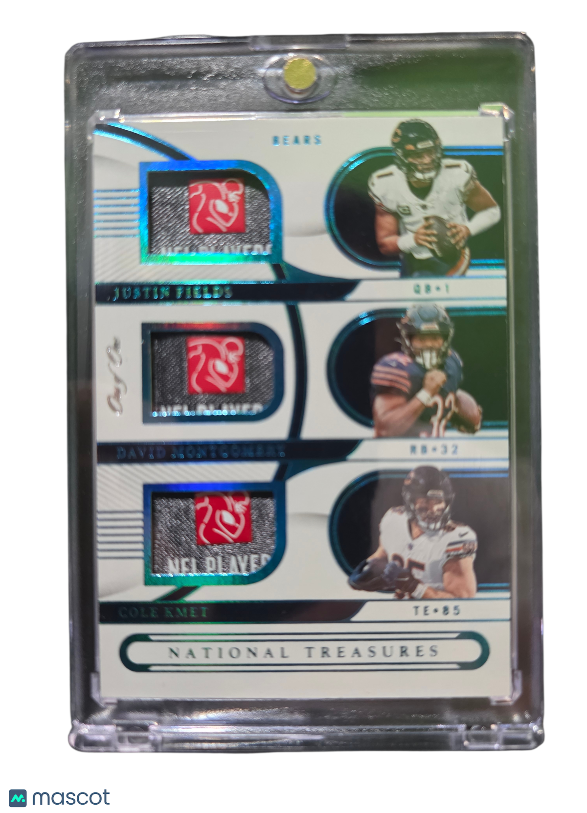 2023 Panini National Justin Fields David Montgomery Cole Kmet #GTM-CHI Patch 1/1