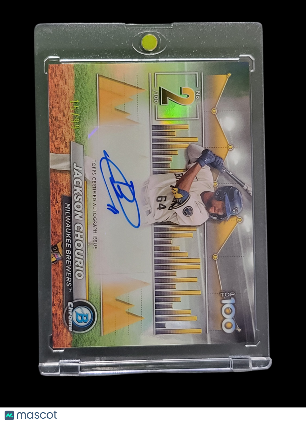 2024 Bowman Baseball Scouts Top 100 Chrome Jackson Chourio #BTPA-2 Green /100