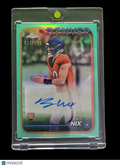 2024 Topps Chrome Bo Nix #RA-BNI Green Refractor RC 021/199