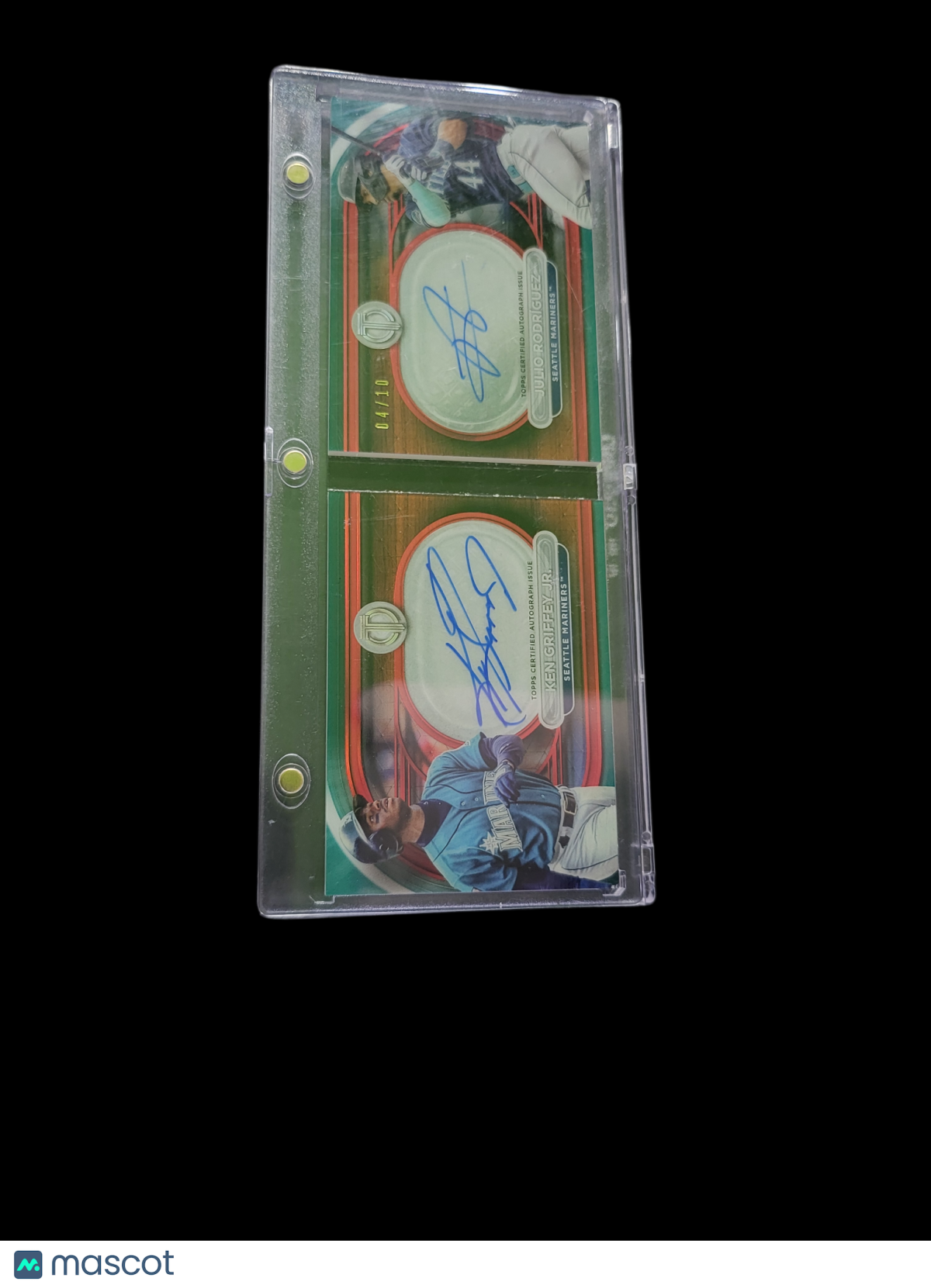 2024 Topps Ken Griffey Jr. Julio Rodriguez #TTAB-GR Green /10 Auto Book Card