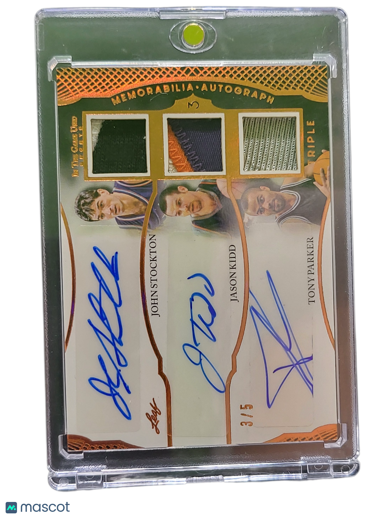 2024 Leaf John Stockton Jason Kidd Tony Parker #IGTA-6 Triple 3 / 5 Triple Auto