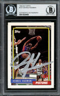 Dennis Rodman Autographed 1992-93 Topps Card #137 Detroit Pistons In Silver Beckett BAS Stock #195075