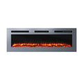 Premium 50/60 Inch Electric Wall-Mounted Fireplace Insert with Stainless Steel Surface & 12 Dynamic Flame Modes (60 Inch / Silver)
