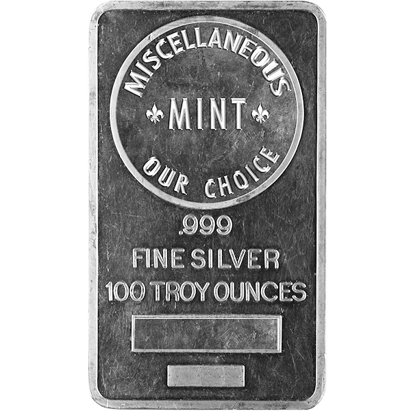 100 oz Silver Bar (Various Brands)