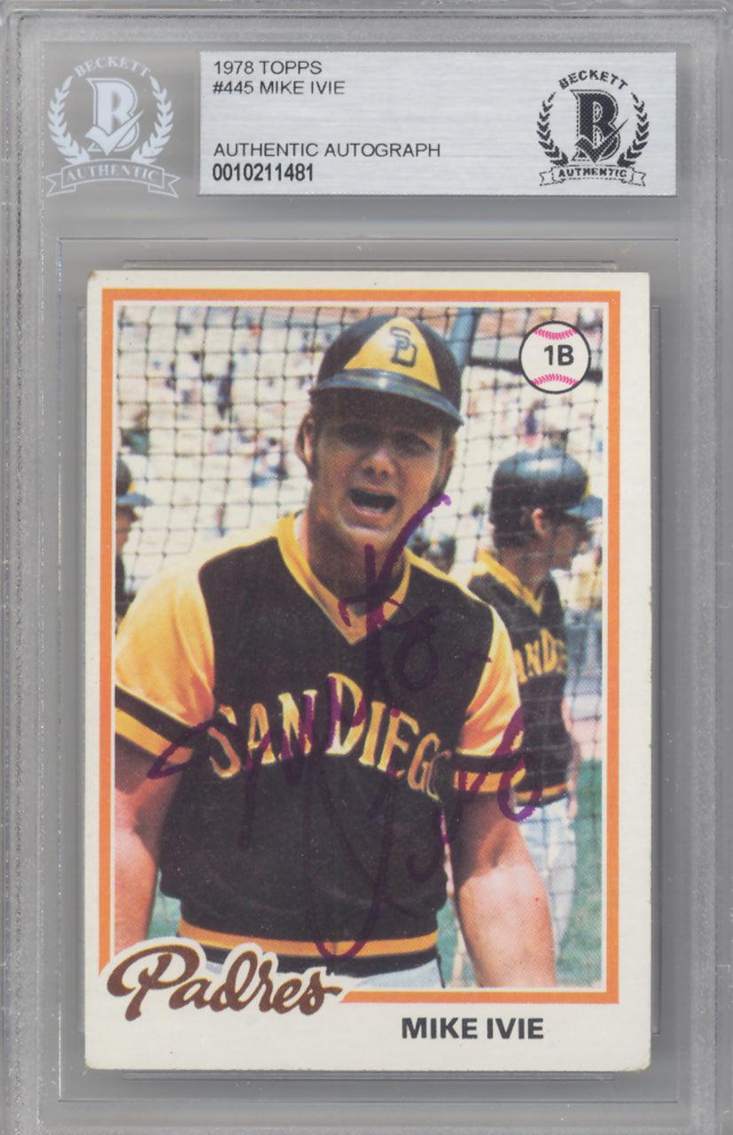 Mike Ivie Autographed 1978 Topps Card #445 San Diego Padres Beckett BAS #10211481