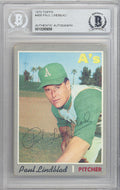 Paul Lindblad Autographed 1970 Topps Card #408 Oakland A's Beckett BAS #10265658