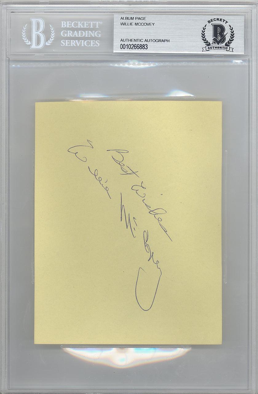 Willie McCovey Autographed 4.5x5.5 Album Page San Francisco Giants "Best Wishes" Vintage Beckett BAS #10266883