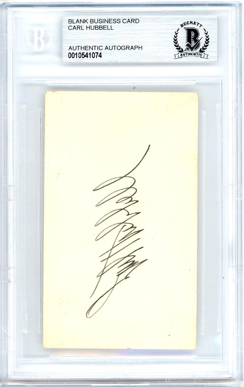 Carl Hubbell Autographed 2x3.5 Blank Business Card New York Giants Vintage Playing Days Signature Beckett BAS #10541074