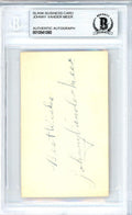 Johnny Vandermeer Autographed 2x3.5 Blank Business Card Cincinnati Reds "Best Wishes" Vintage Playing Days Signature Beckett BAS #10541080
