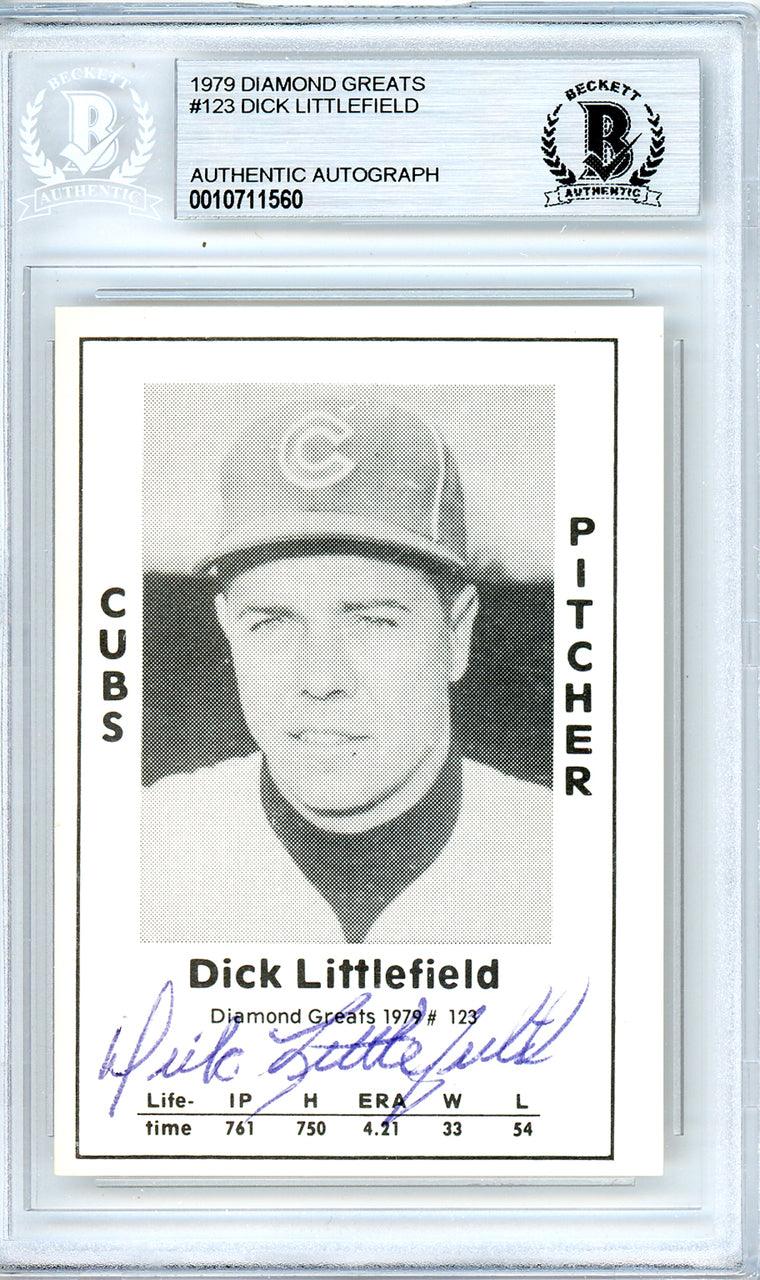 Dick Littlefield Autographed 1979 Diamond Greats Card #123 Chicago Cubs Beckett BAS #10711560