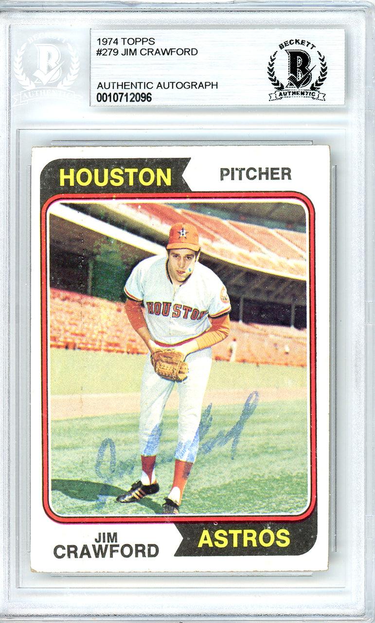 Jim Crawford Autographed 1974 Topps Card #279 Houston Astros Beckett BAS #10712096