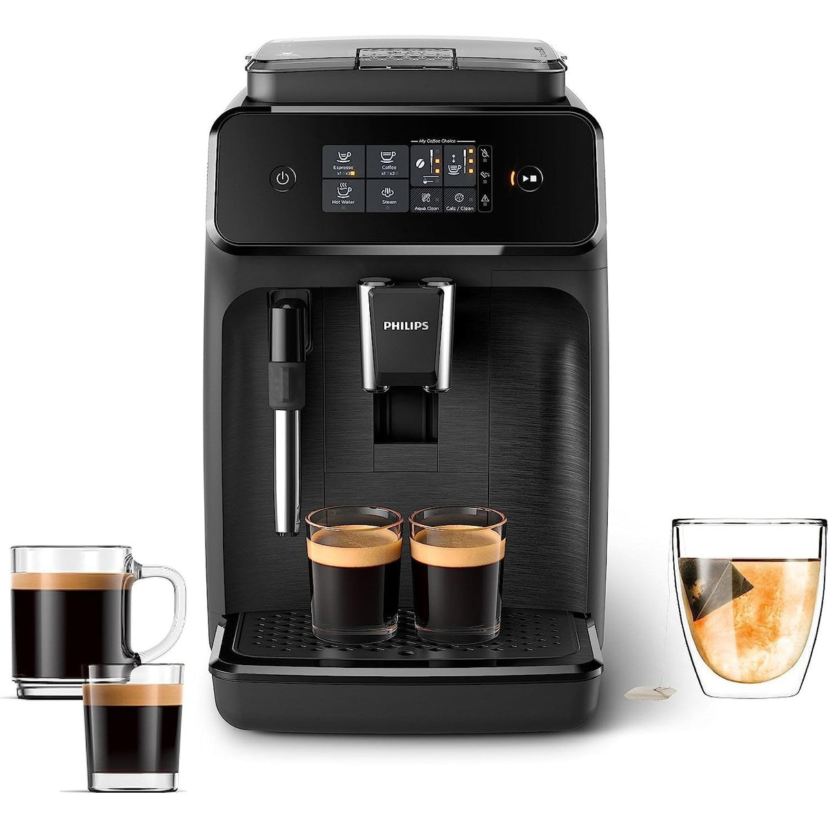 Philips 1200 Series Fully Automatic Espresso Machines, 2 Varieties, Milk Frother, Black
