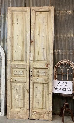 Antique French Double Doors (42x101.5) Raised Panel European Reclaimed Doors A33