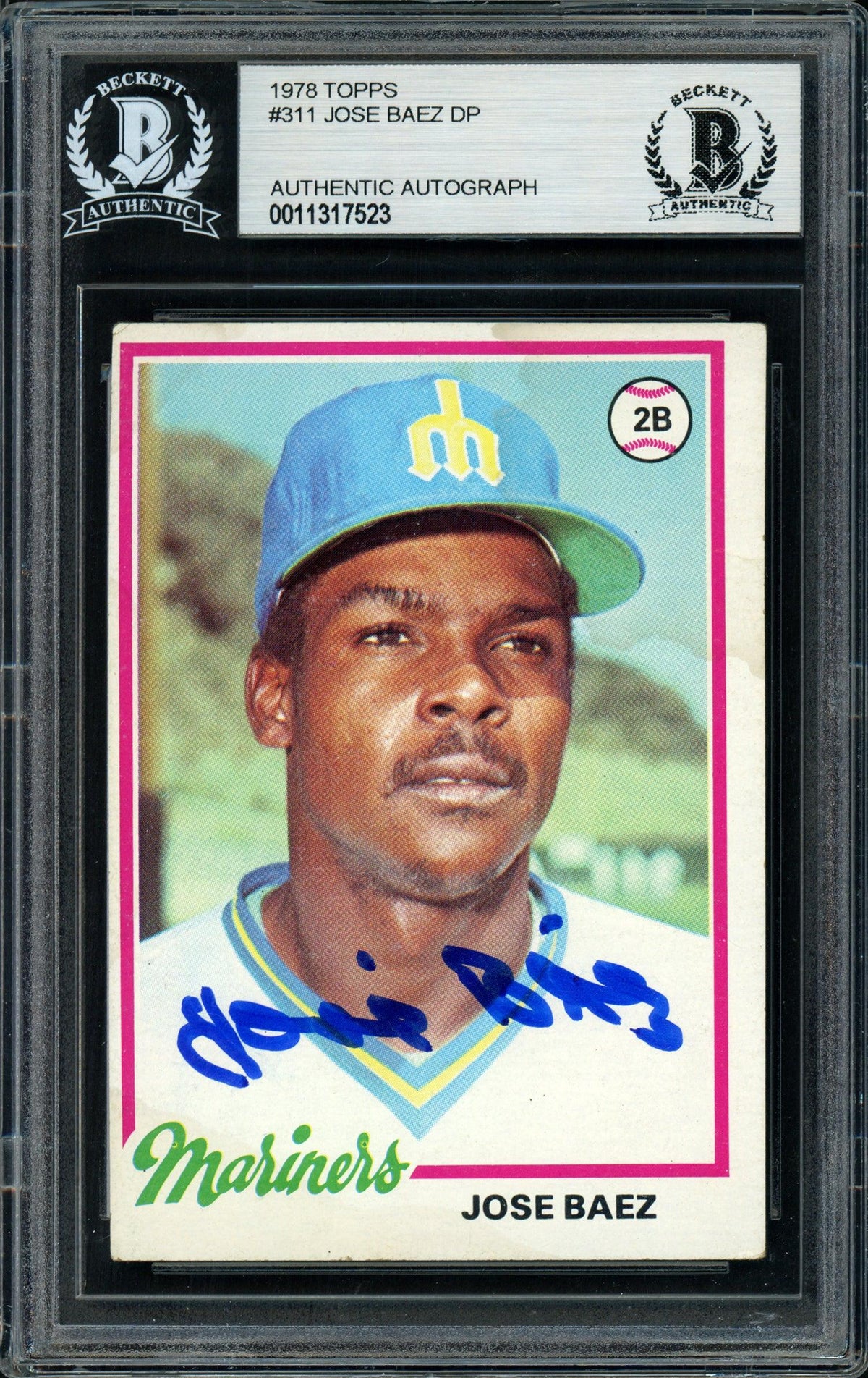 Jose Baez Autographed 1978 Topps Rookie Card #311 Seattle Mariners Beckett BAS #11317523