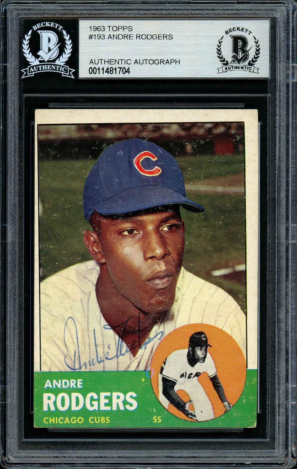 Andre Rodgers Autographed 1963 Topps Card #193 Chicago Cubs Beckett BAS #11481704