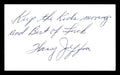 Harry Jeffra Autographed 3x5 Index Card Bantamweight Champ "Best Of Luck" SKU #179725