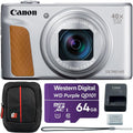 Canon PowerShot SX740 HS 20.3MP 4K Camera (Silver) w/ 64GB Card + Camera Case