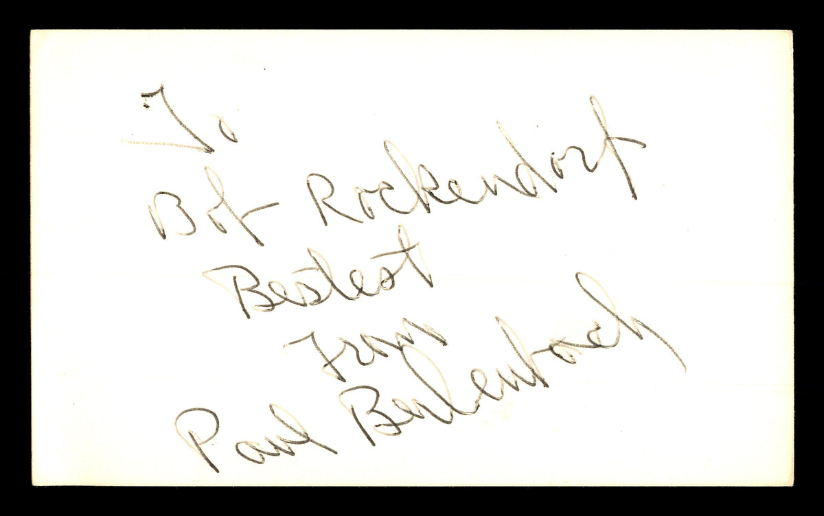 Paul Berlenbach Autographed 3x5 Index Card Light Heavyweight Champ "To Bob" SKU #179733