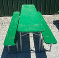 German Oktoberfest Beer Garden Table & Bench, Vintage Green Outdoor Set G77
