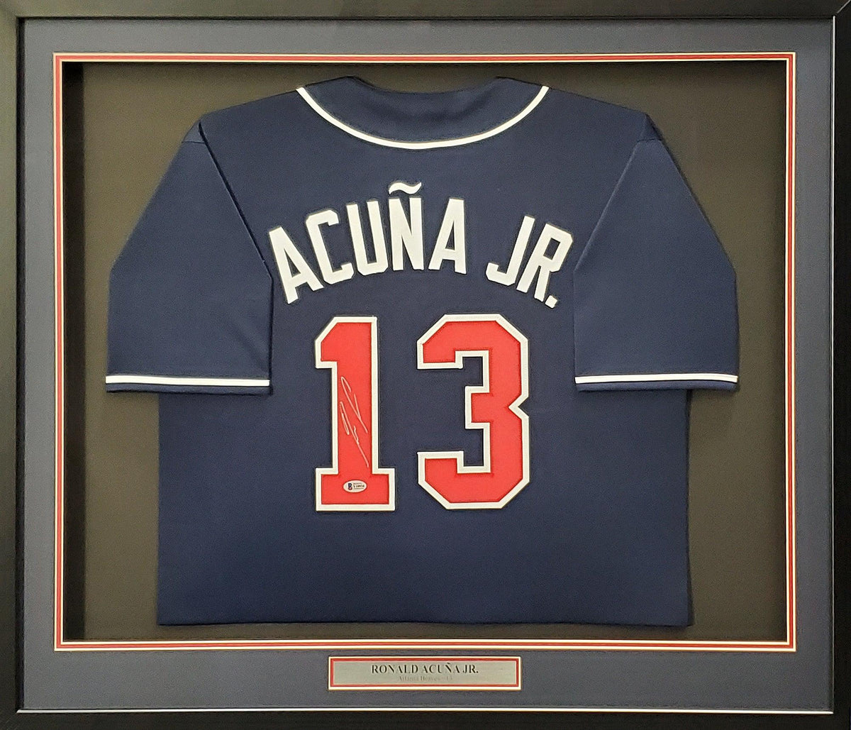 Atlanta Braves Ronald Acuna Jr. Autographed Framed Blue Jersey Beckett BAS Stock #200430