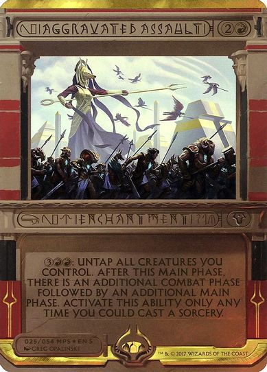 Aggravated Assault (25) [Masterpiece Series: Amonkhet Invocations] (Heavily Played Foil)