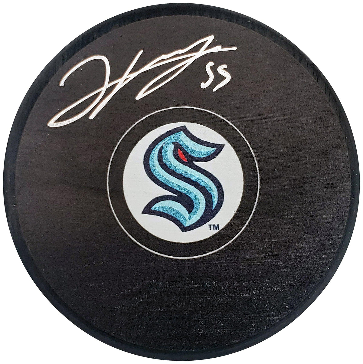 Jeremy Lauzon Autographed Official Seattle Kraken Logo Hockey Puck Fanatics Holo Stock #200857