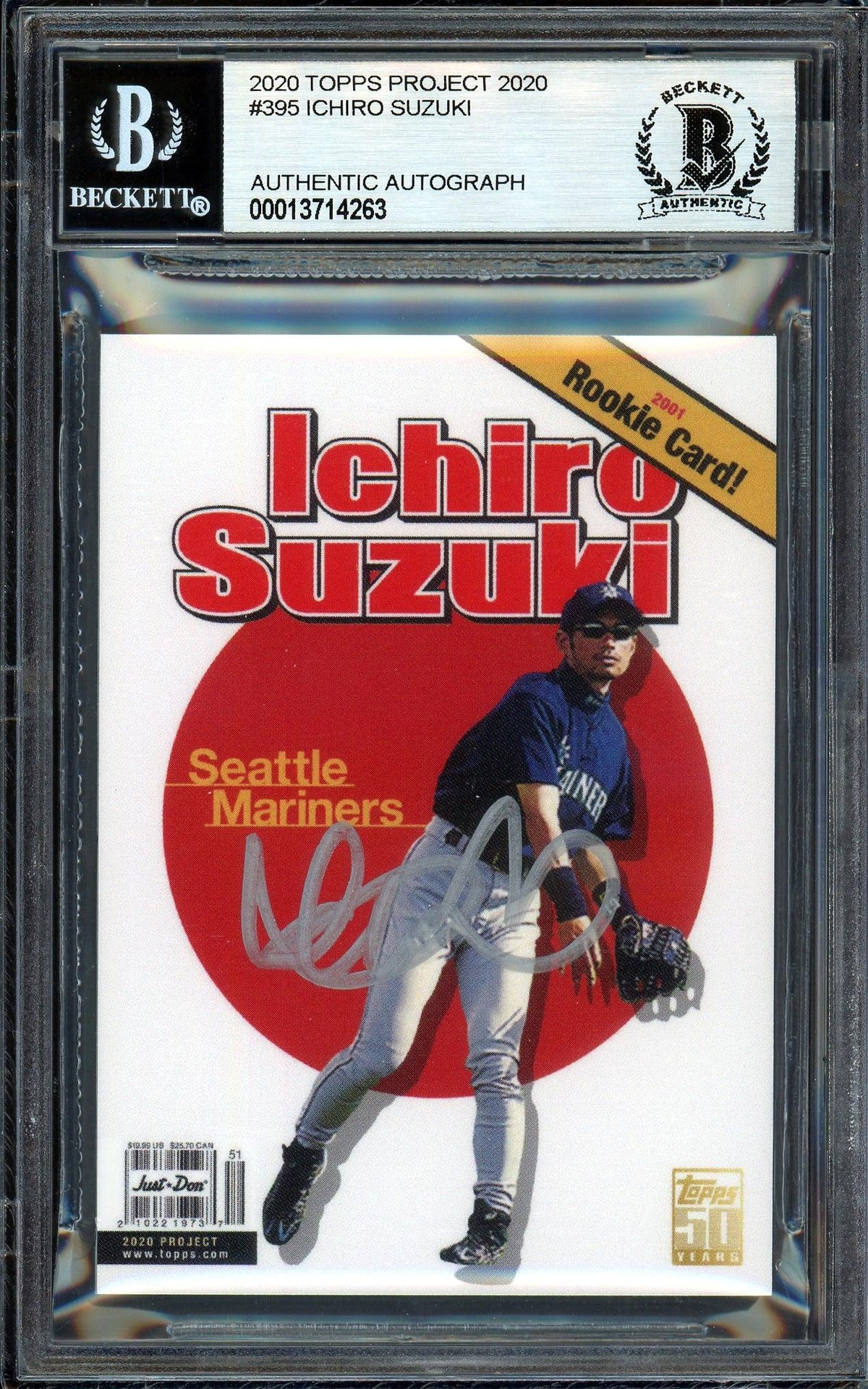 Ichiro Suzuki Autographed Topps Project 2020 Don C Card #395 Seattle Mariners Silver #4/10 Beckett BAS #13714263