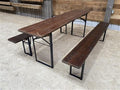 German Oktoberfest Beer Garden Table & Bench, Vintage Brown Outdoor Set A8