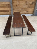 German Oktoberfest Beer Garden Table & Bench, Vintage Brown Outdoor Set A11