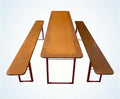 German Oktoberfest Beer Garden Table & Bench, Vintage Honey Brown Outdoor Set H12