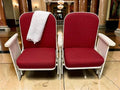 2 Theater Seats, Vintage Red Upholstered Tip-Up Cinema Auditorium Seating, A39