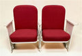 2 Theater Seats, Vintage Red Upholstered Tip-Up Cinema Auditorium Seating, A45