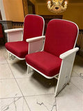 2 Theater Seats, Vintage Red Upholstered Tip-Up Cinema Auditorium Seating, A63