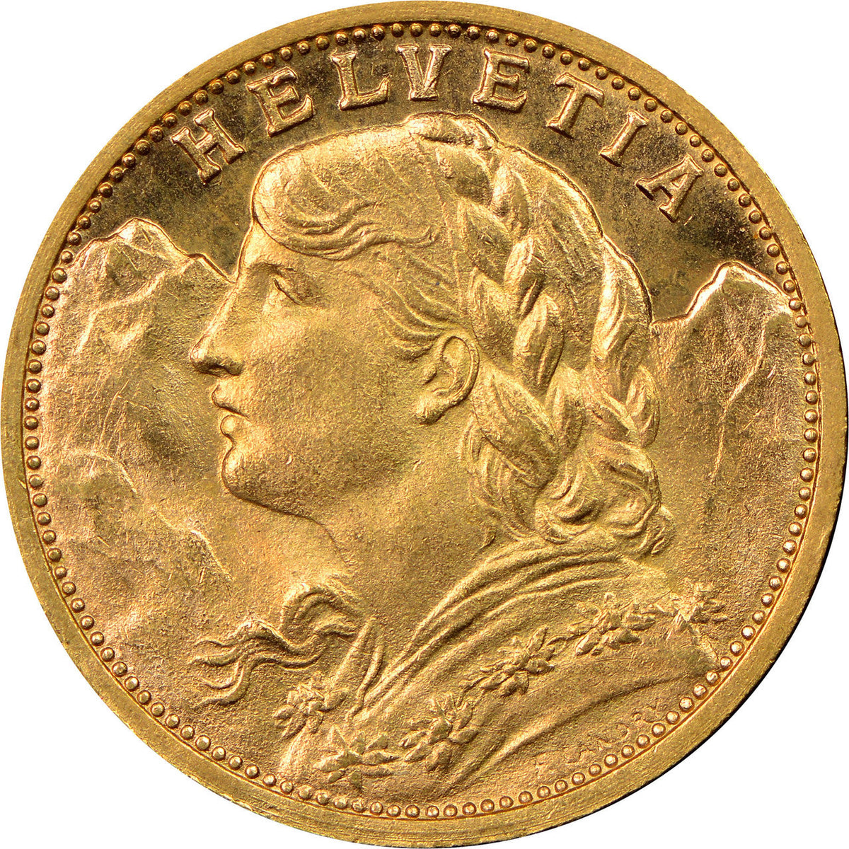 Swiss 20 Francs Gold Helvetia Coin AU Random Year