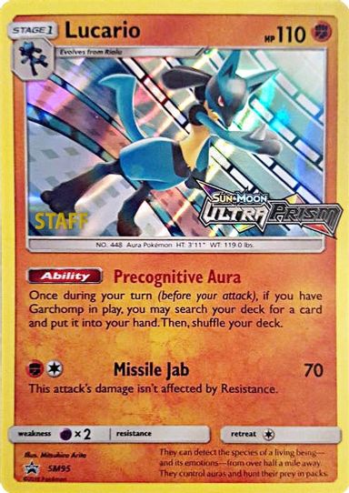 Lucario - SM (Prerelease Promo) [Staff] (SM95) [SM Promos] (Near Mint Holofoil)