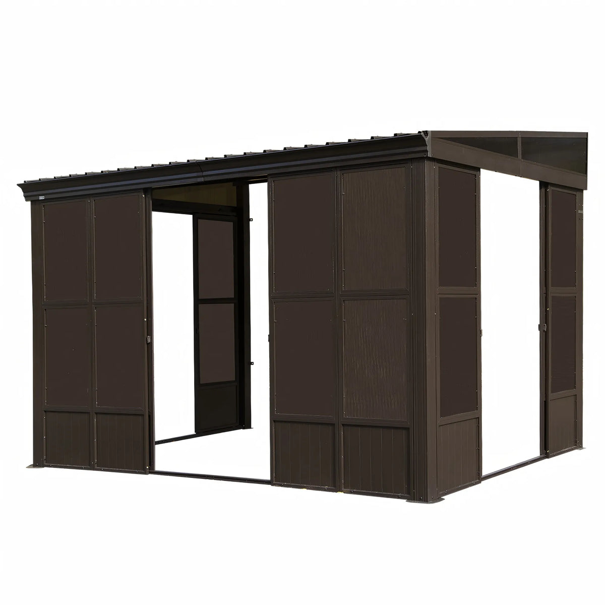 SolVista Wall-Mounted Sunroom with Galvanized Steel Roof, Aluminum Frame Enclosed Patio Room for All-Season Outdoor Living (12X14 FT)