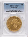 1854 $20 Small Date Liberty Double Eagle PCGS XF45