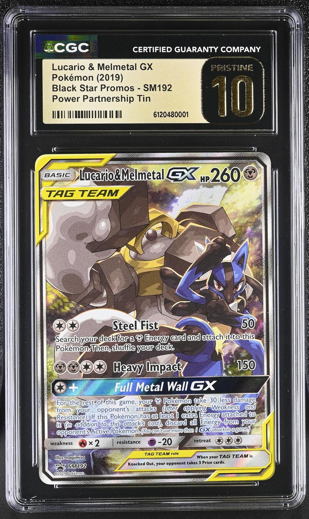 2019 Black Star Promos #SM192 Lucario & Melmetal GX Power Partnership Tin CGC 10