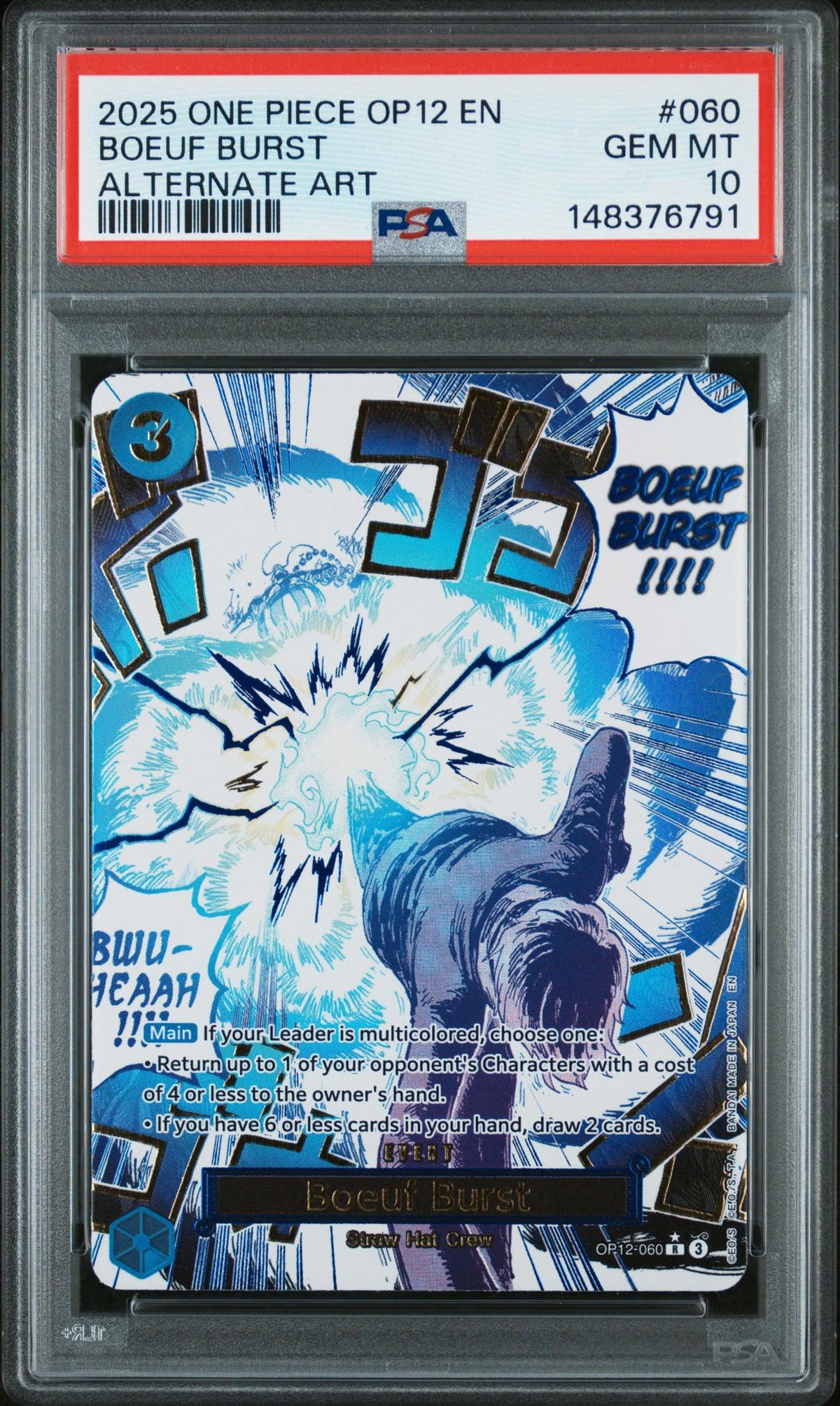 2025 One Piece Legacy of the Master Alternate Art Boeuf Burst #OP12-060 PSA 10