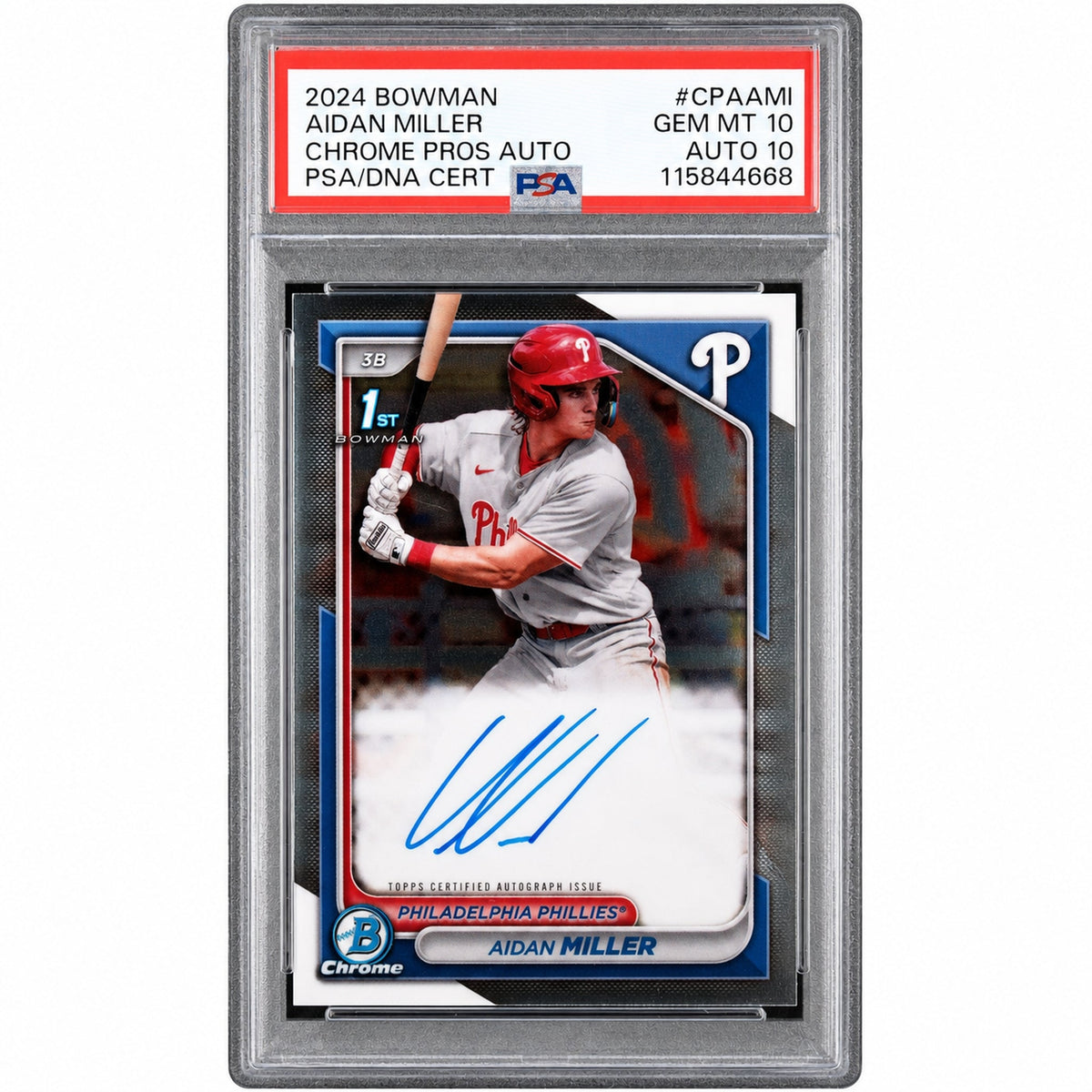 2024 Bowman Chrome Prospect Autograph Aidan Miller #CPA-AMI PSA 10