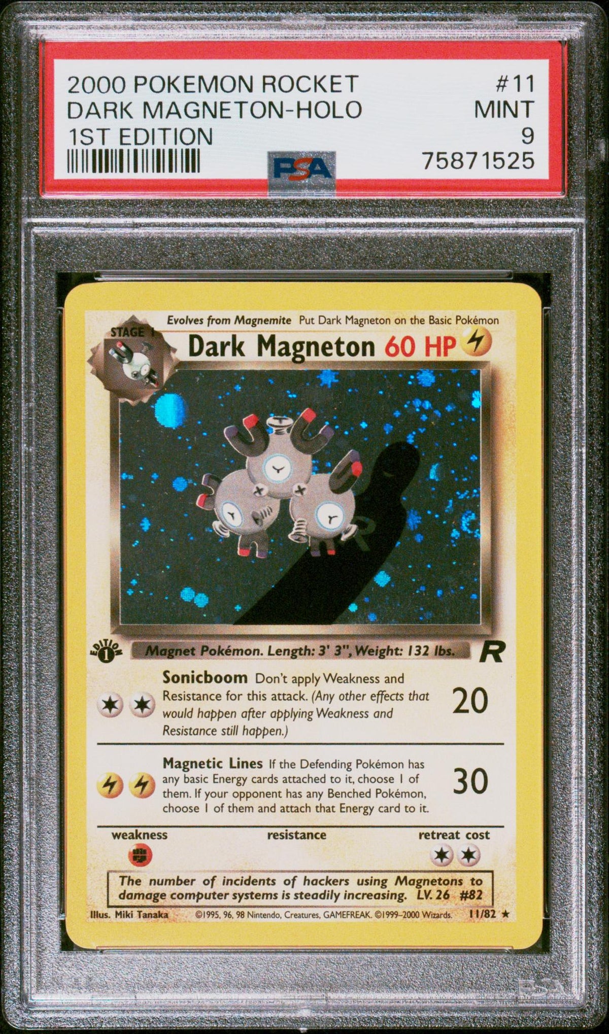 2000 Pokemon Team Rocket 1st Edition Holo Dark Magneton #11 PSA 9