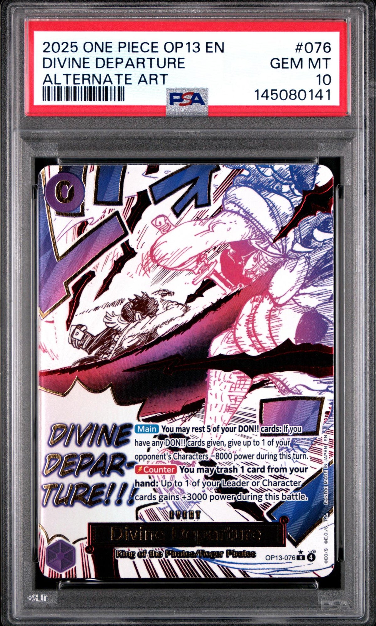 2025 One Piece Carrying On His Will Alternate Art Divine Departure #OP13076 PSA 10