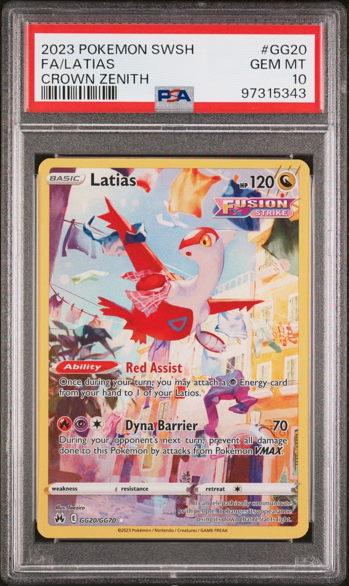 2023 Pokemon Sword and Shield Crown Zenith Galarian Gallery Latias #GG20 PSA 10