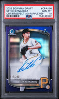 2025 Bowman Chrome Draft Autographs Purple Refractors Seth Hernandez #CPASH /250 PSA 10