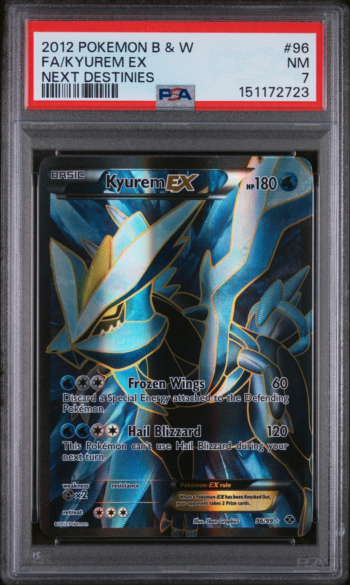 2012 Pokemon Black and White Next Destinies Kyurem Ex #96 PSA 7