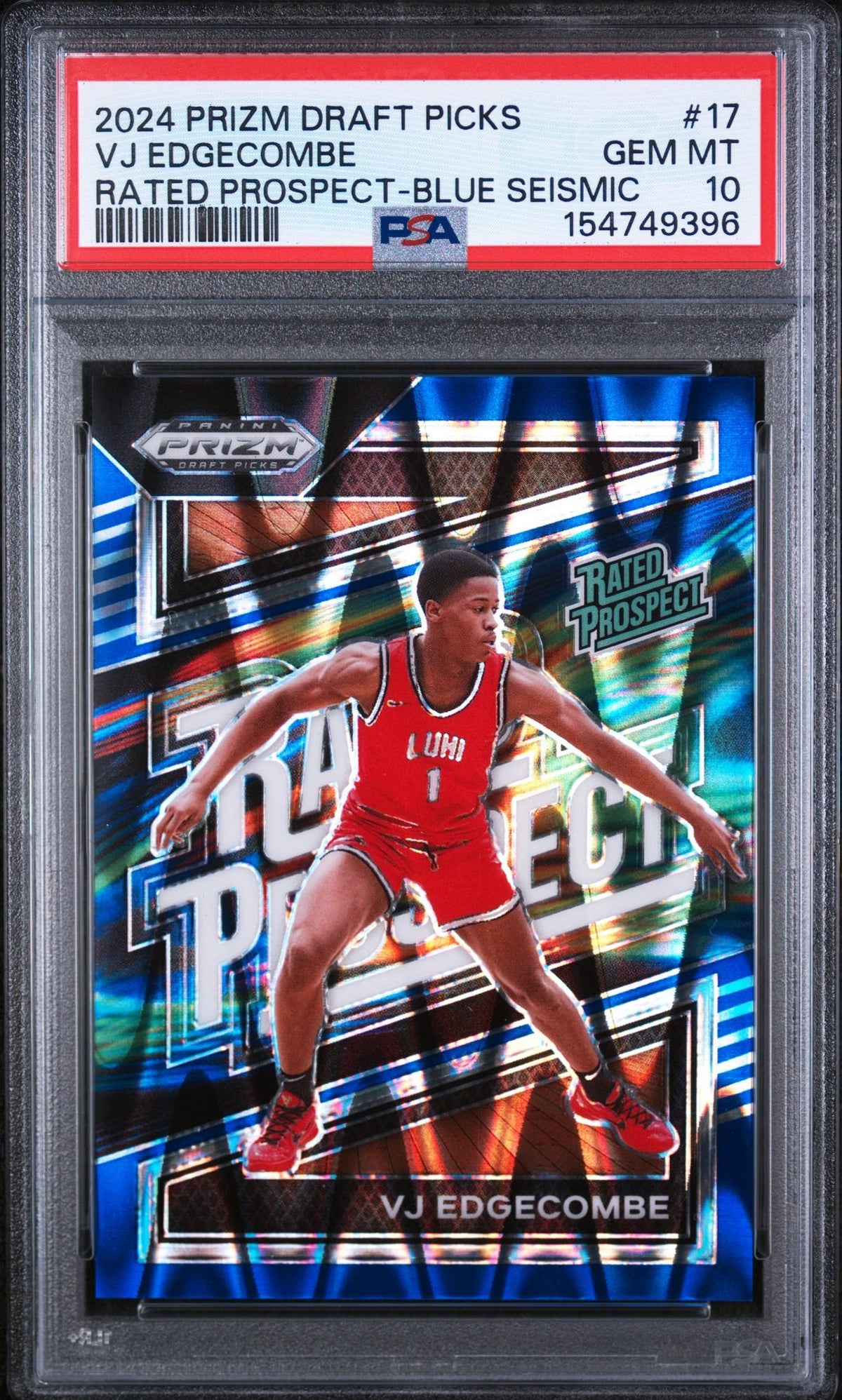 2024 Panini Prizm Draft Picks Rated Prospect Blue Seismic Vj Edgecombe #17 /149 PSA 10