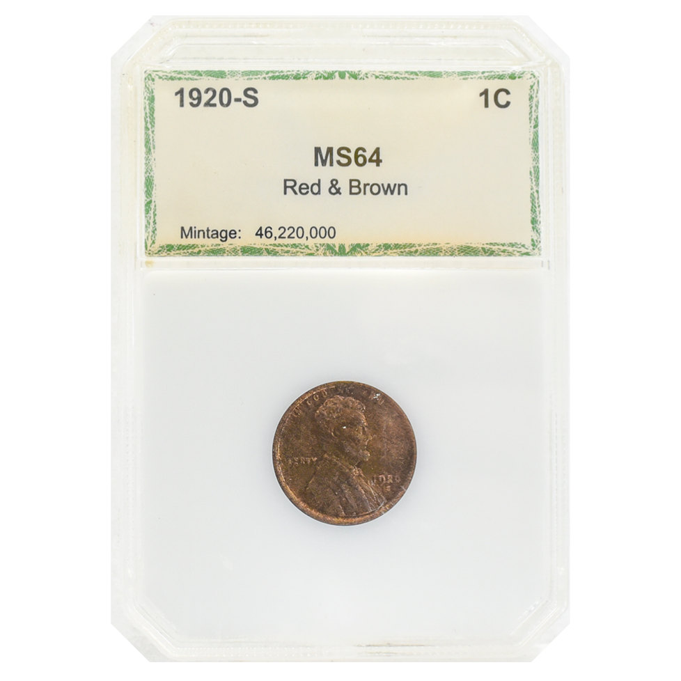 1920-S Wheat Cent MS64 Red-Brown